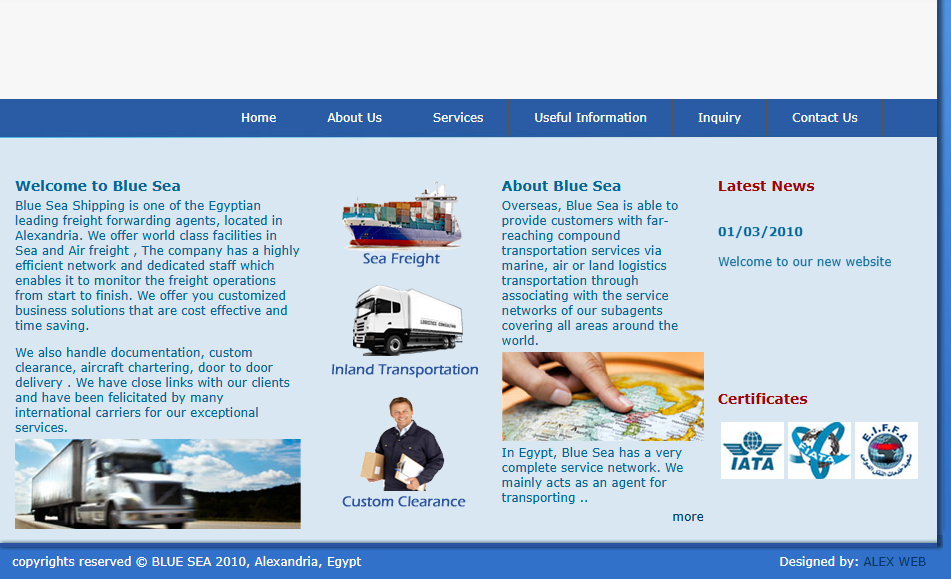 موقع blue sea for management marine 2010